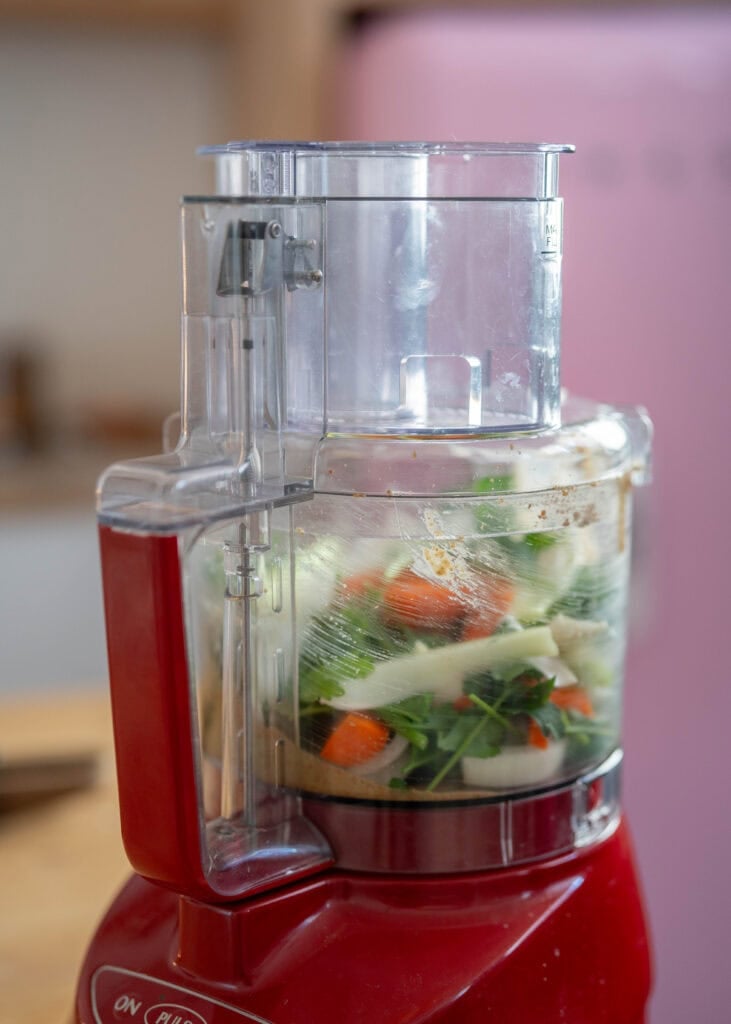chickpea salad sandwich mix ingredients in food processor