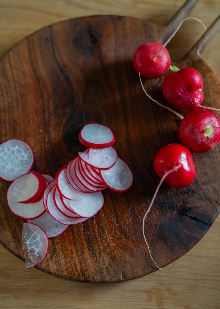 sliced radishes