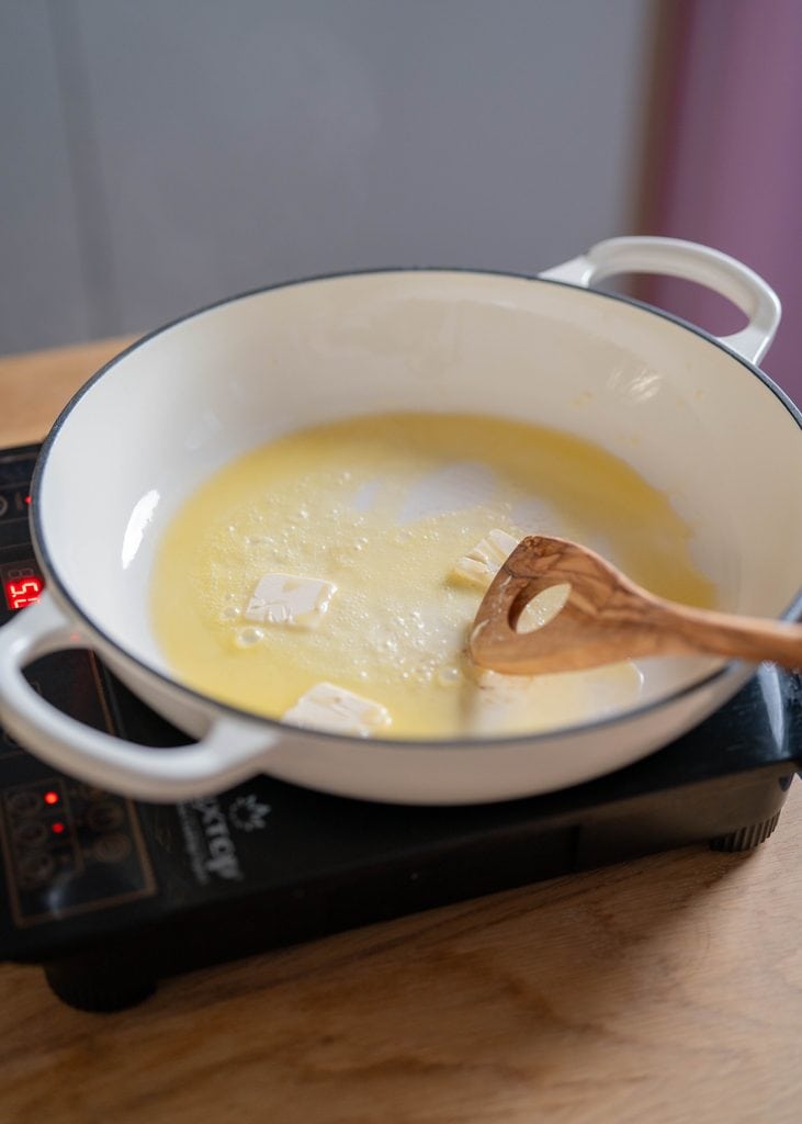 melting butter in large skillet