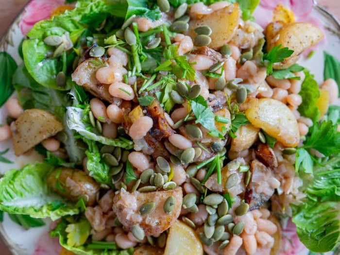 white bean + potato gem salad