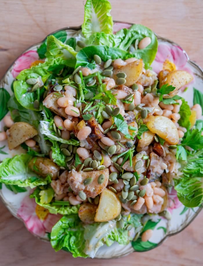 white bean + potato gem salad