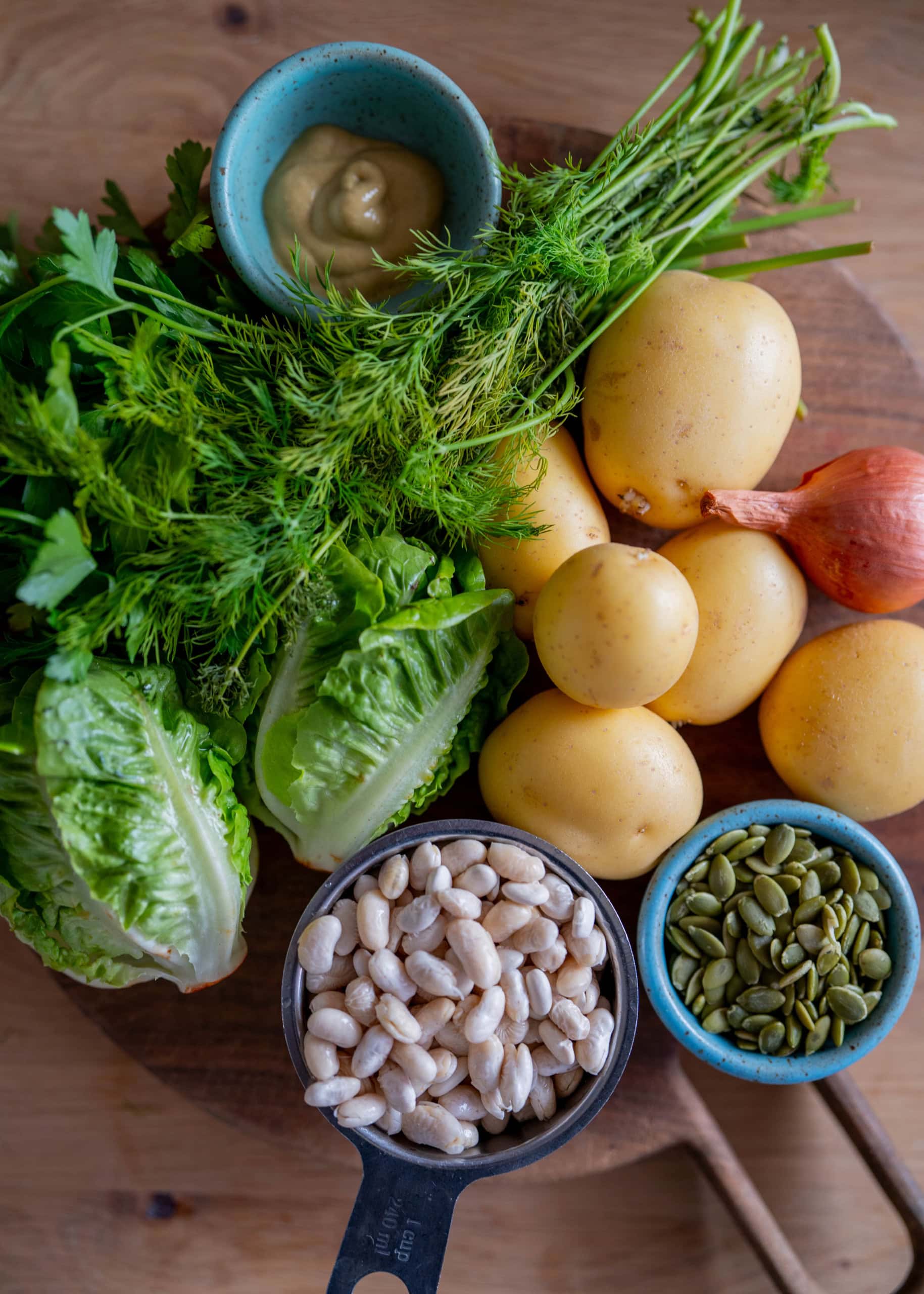 white bean + potato gem salad ingredients