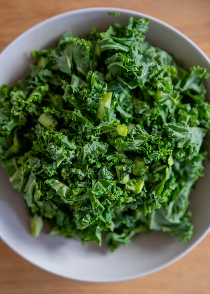 bowl of chopped kale