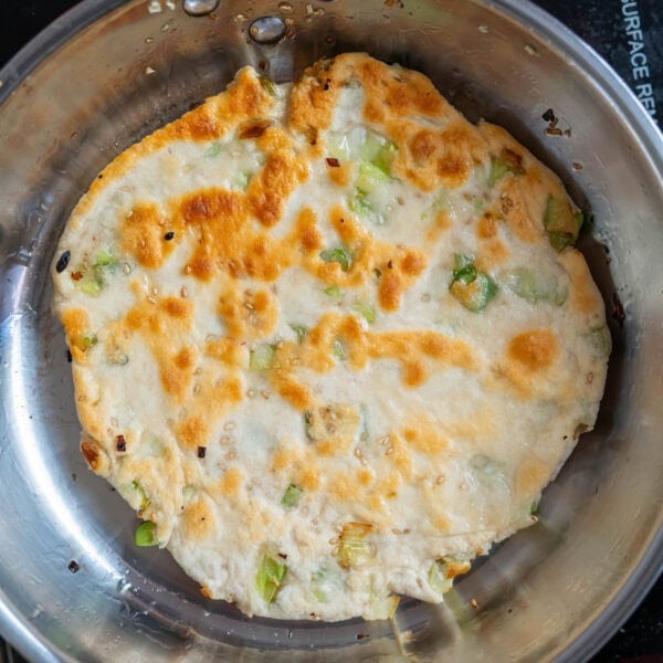 crispy scallion sourdough discard pancake