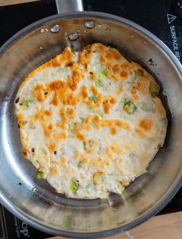 crispy scallion sourdough discard pancake
