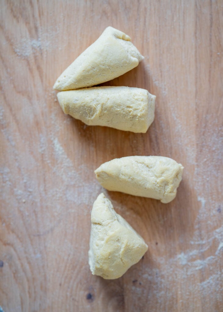 quarters of tofu dough