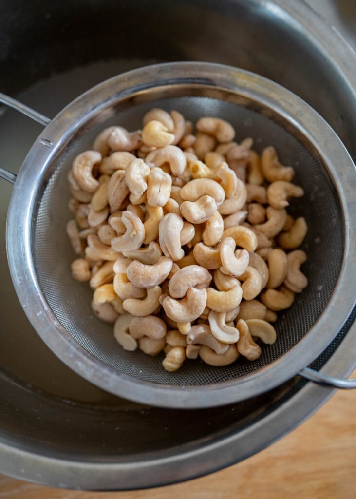 straining cashews