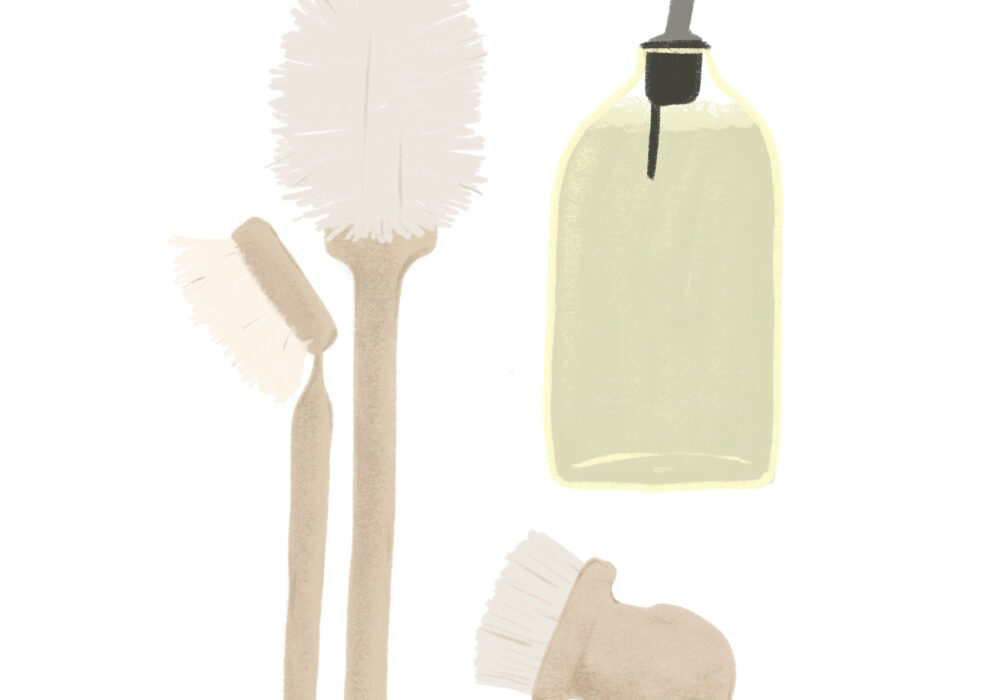 illustrated zero waste cleaning supplies